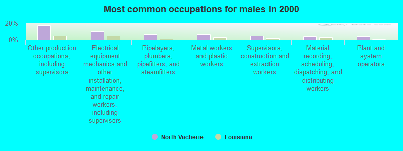 Most common occupations for males in 2000