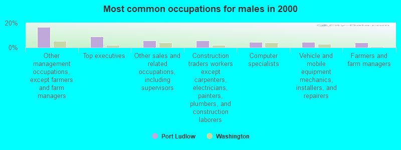 Most common occupations for males in 2000