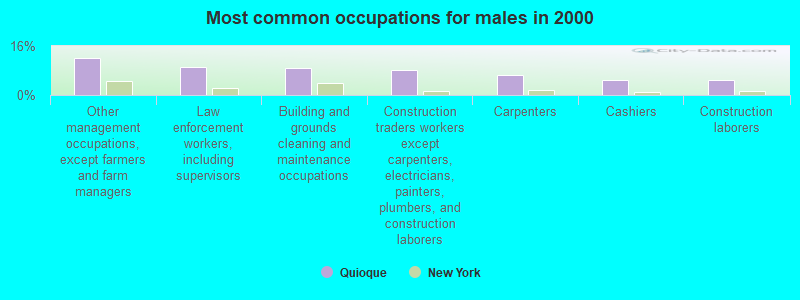 Most common occupations for males in 2000