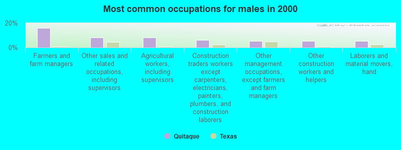 Most common occupations for males in 2000