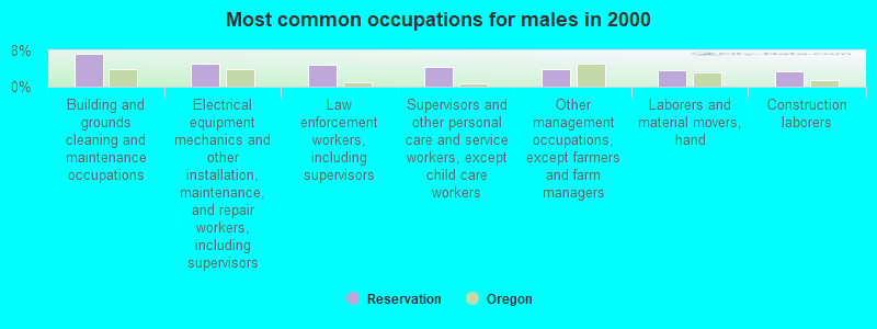 Most common occupations for males in 2000