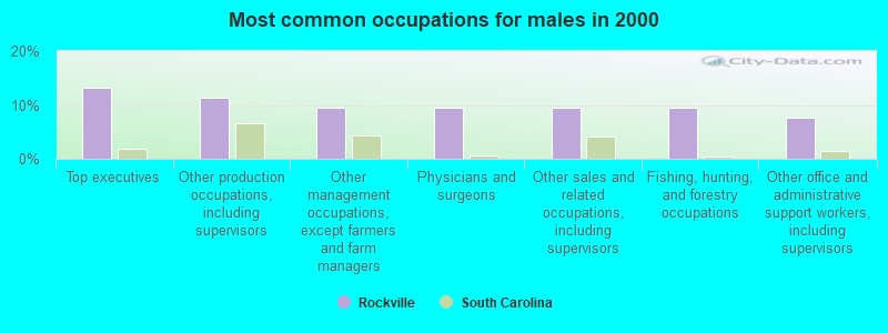 Most common occupations for males in 2000