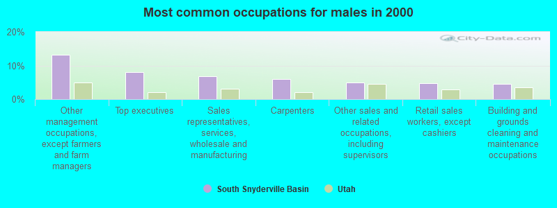 Most common occupations for males in 2000