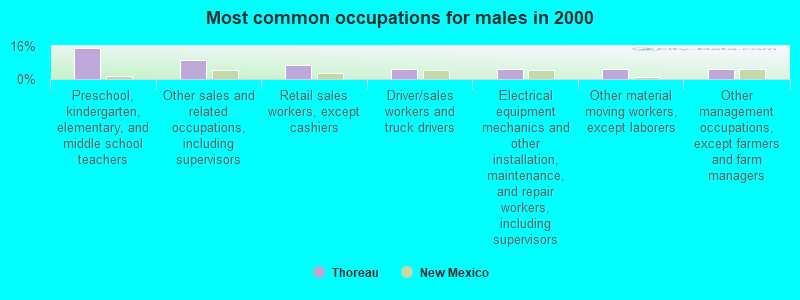 Most common occupations for males in 2000