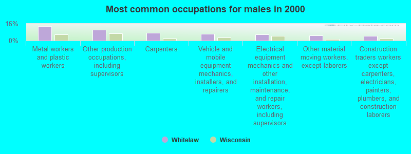 Most common occupations for males in 2000