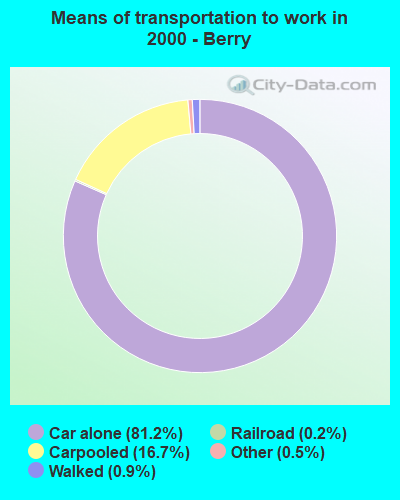 Means of transportation to work in 2000 - Berry