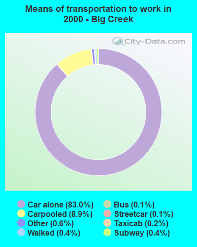 Means of transportation to work - Big Creek