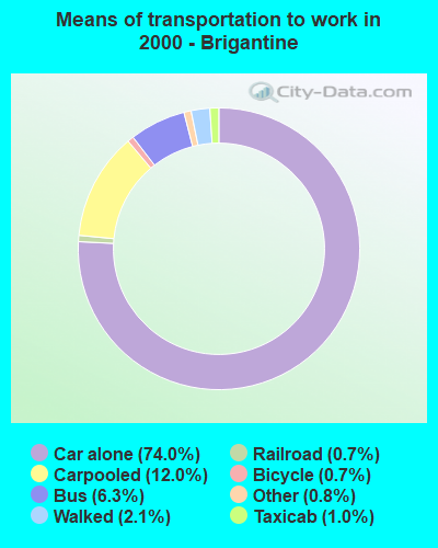 Means of transportation to work in 2000 - Brigantine