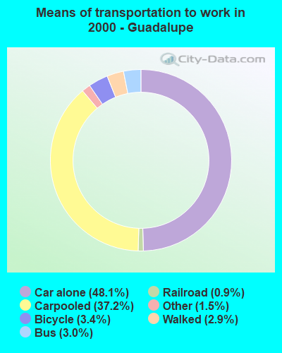 Means of transportation to work - Guadalupe