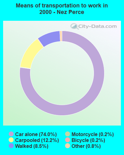 Means of transportation to work - Nez Perce