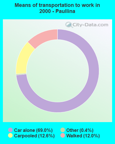 Means of transportation to work in 2000 - Paullina
