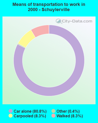 Means of transportation to work in 2000 - Schuylerville