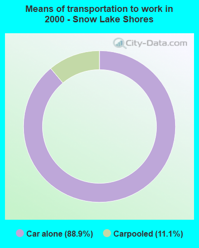 Means of transportation to work - Snow Lake Shores