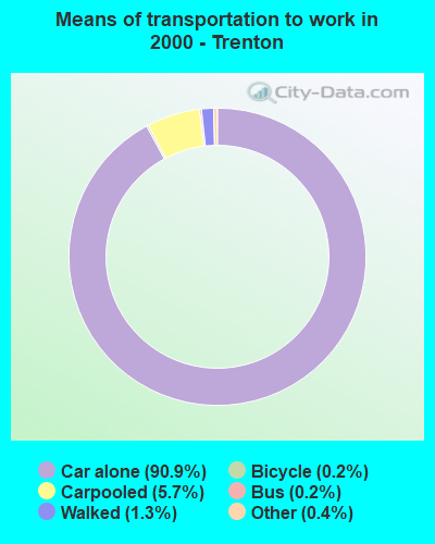 Means of transportation to work in 2000 - Trenton