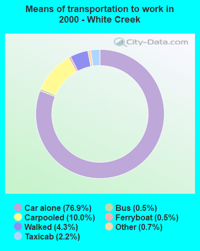Means of transportation to work - White Creek