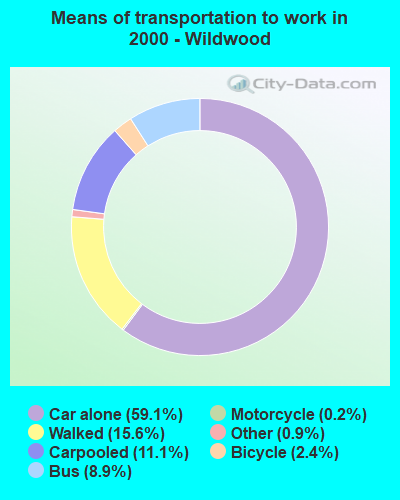 Means of transportation to work in 2000 - Wildwood