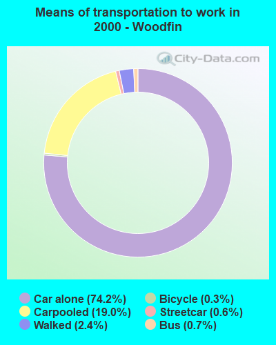 Means of transportation to work in 2000 - Woodfin