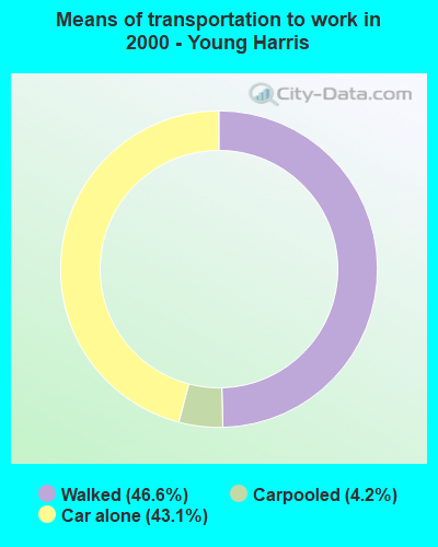 Means of transportation to work in 2000 - Young Harris