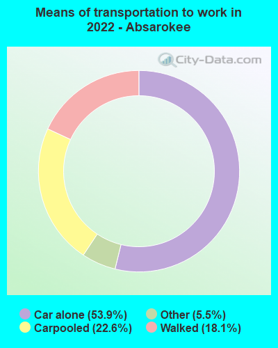 Means of transportation to work in 2022 - Absarokee