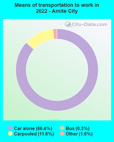 Means of transportation to work in 2022 - Amite City