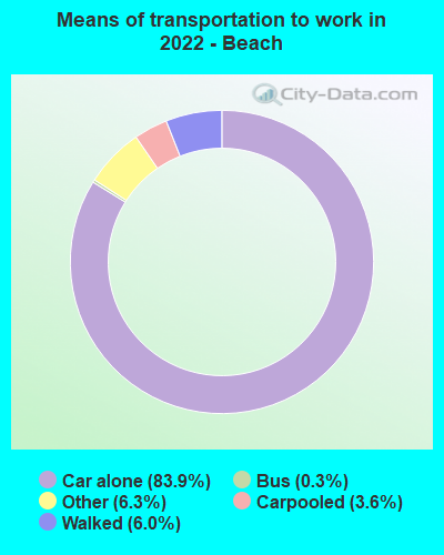 Means of transportation to work in 2022 - Beach