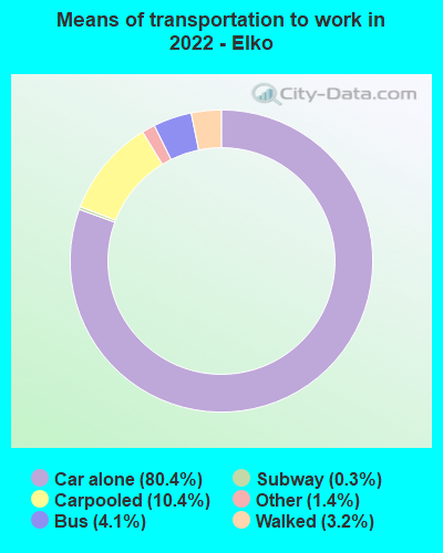 Means of transportation to work in 2022 - Elko