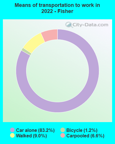 Means of transportation to work in 2022 - Fisher