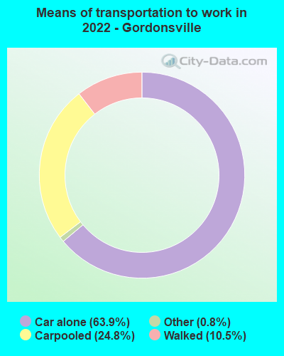 Means of transportation to work in 2022 - Gordonsville