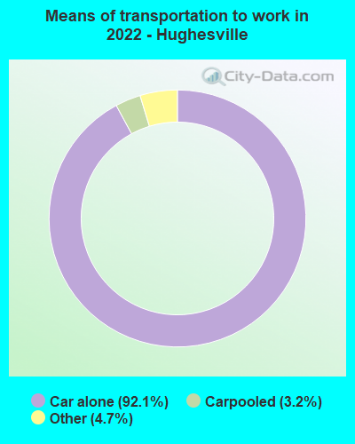 Means of transportation to work in 2022 - Hughesville