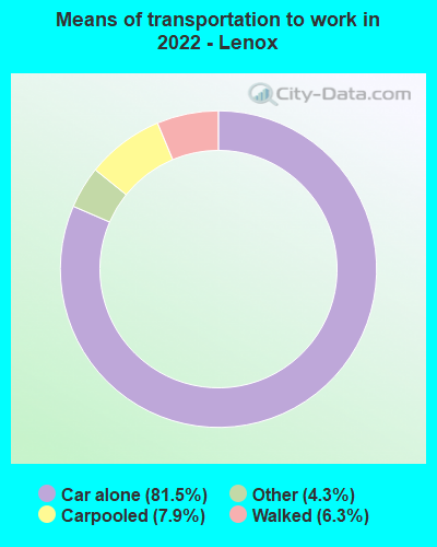 Means of transportation to work in 2022 - Lenox