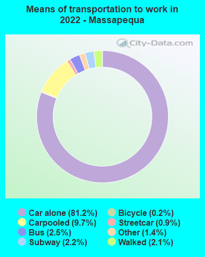 Means of transportation to work in 2022 - Massapequa
