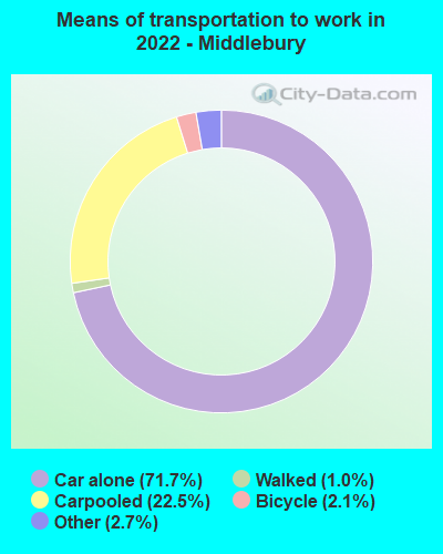 Means of transportation to work in 2022 - Middlebury