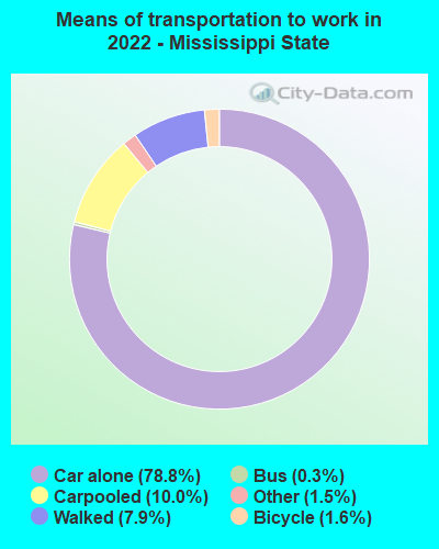 Means of transportation to work in 2022 - Mississippi State