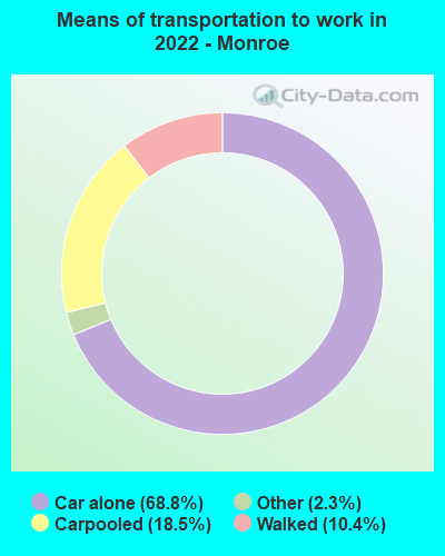 Means of transportation to work in 2022 - Monroe