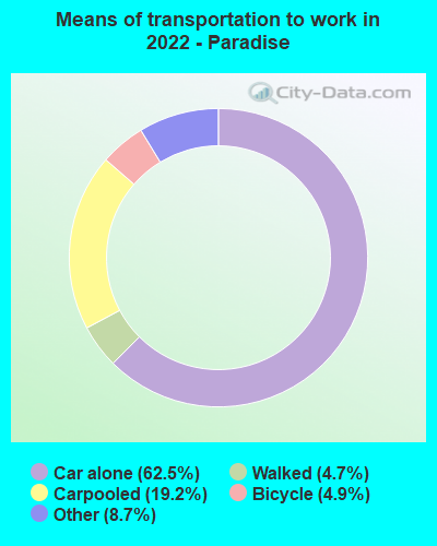 Means of transportation to work in 2022 - Paradise