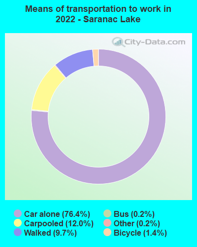 Means of transportation to work in 2022 - Saranac Lake