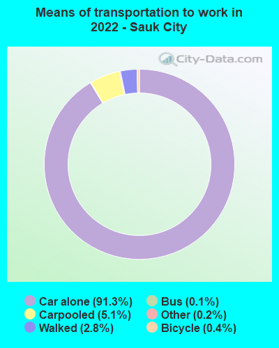 Means of transportation to work in 2022 - Sauk City