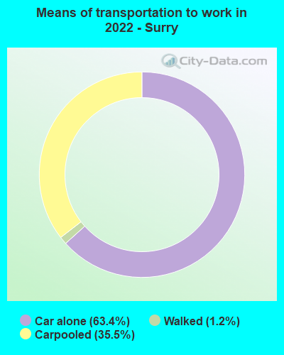 Means of transportation to work in 2022 - Surry