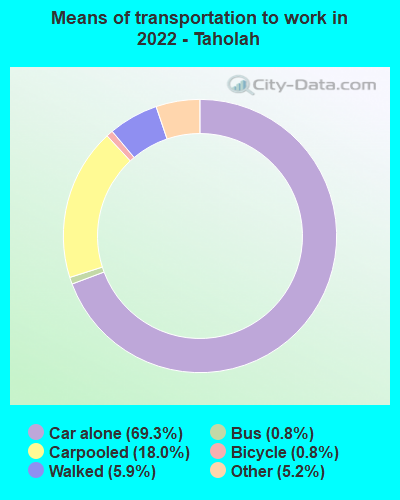 Means of transportation to work in 2022 - Taholah