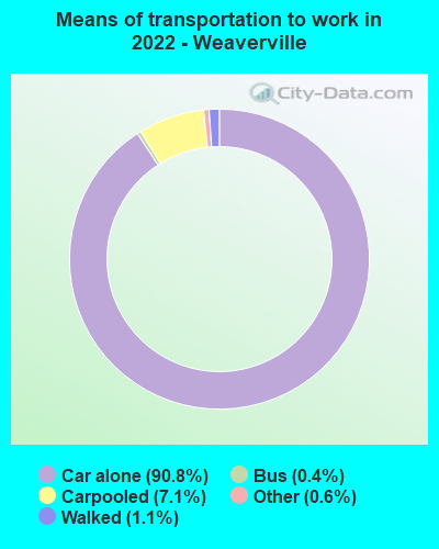 Means of transportation to work in 2022 - Weaverville