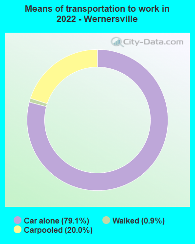 Means of transportation to work in 2022 - Wernersville