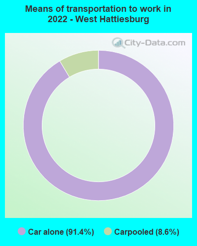 Means of transportation to work in 2022 - West Hattiesburg