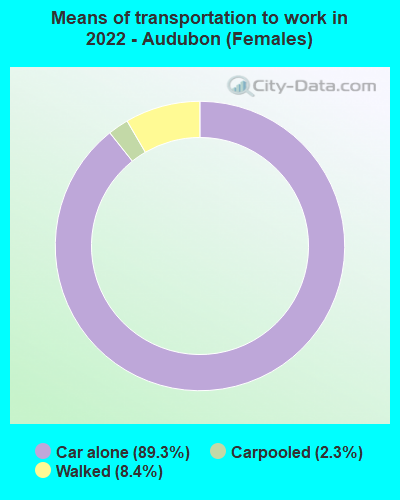 Means of transportation to work in 2022 - Audubon (Females)