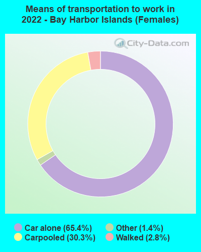 Means of transportation to work in 2022 - Bay Harbor Islands (Females)