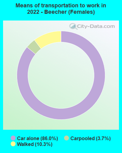 Means of transportation to work in 2022 - Beecher (Females)