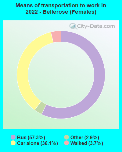 Means of transportation to work in 2022 - Bellerose (Females)