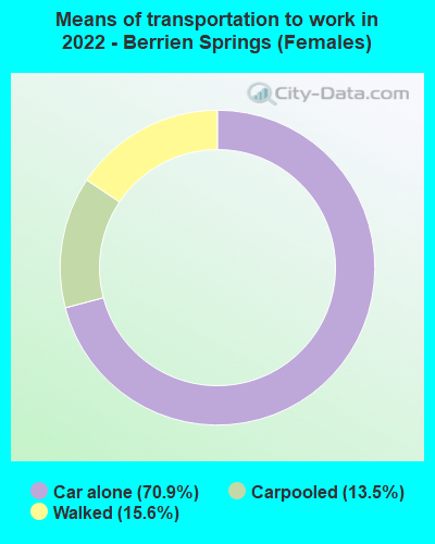 Means of transportation to work in 2022 - Berrien Springs (Females)