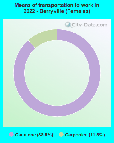 Means of transportation to work in 2022 - Berryville (Females)