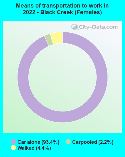 Means of transportation to work in 2022 - Black Creek (Females)