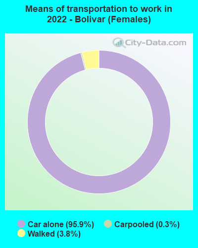 Means of transportation to work in 2022 - Bolivar (Females)